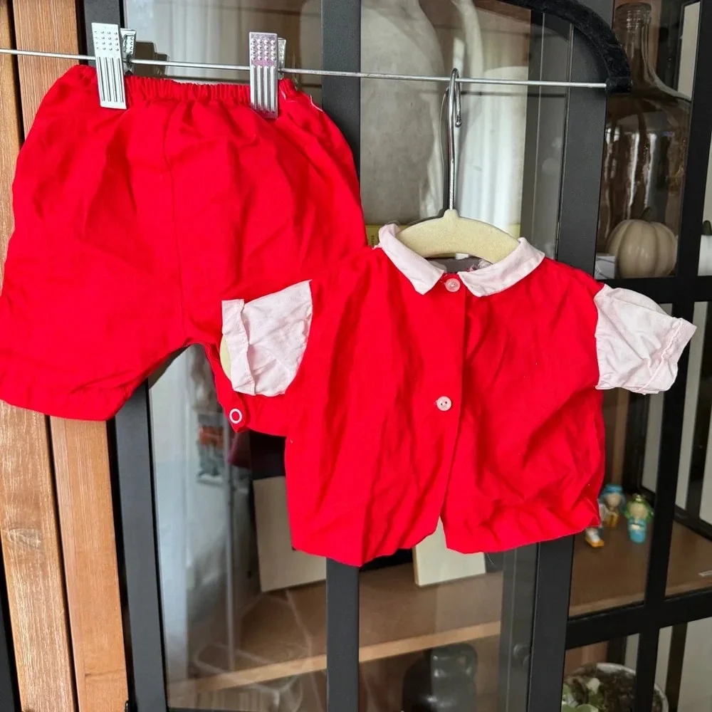Vintage 1950s baby boy outfit matching set embroidered rocking horse shorts top